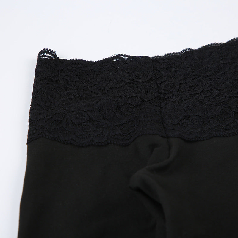 Lace Off - Shoulder Slim Fit Long - Sleeve Top