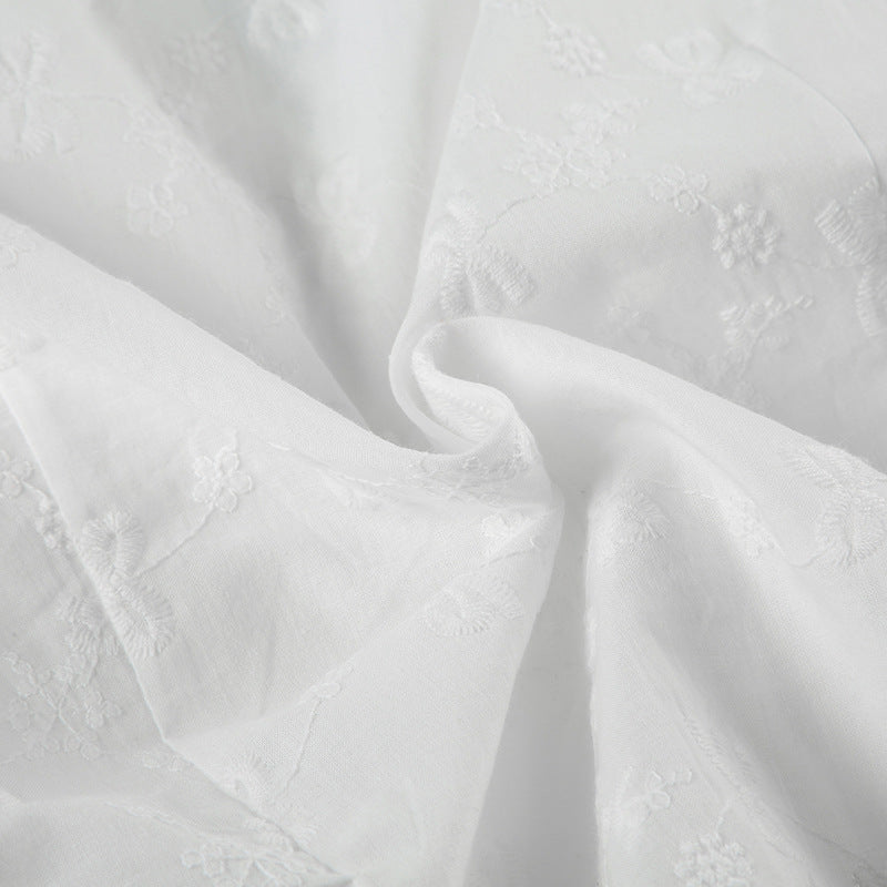 Vintage French Lace - Up Embroidered Blouse