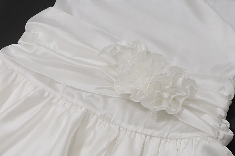 Satin Halter Neck Floral Gown