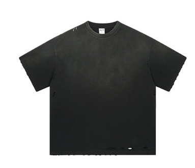 Spray-Dyed Distressed Loose-Fit Vintage Washed T-Shirt