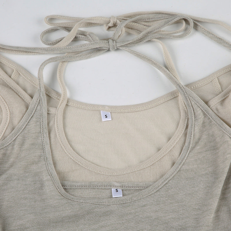 Functional - Style Strappy Cut - Out Long - Sleeve Top