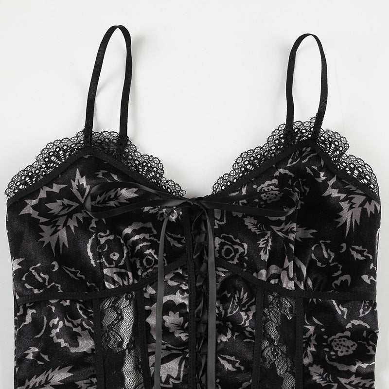 Gothic Lace Velvet Cami Bustier