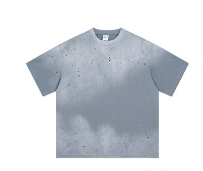 Ink-Splashed Spray-Dyed Distressed Washed Vintage T-Shirt