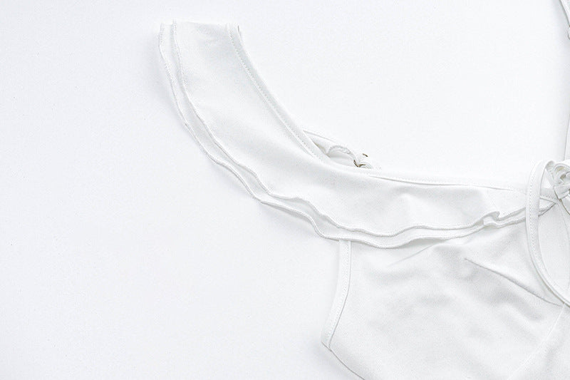 French Romantic Ruffle Slit Dress