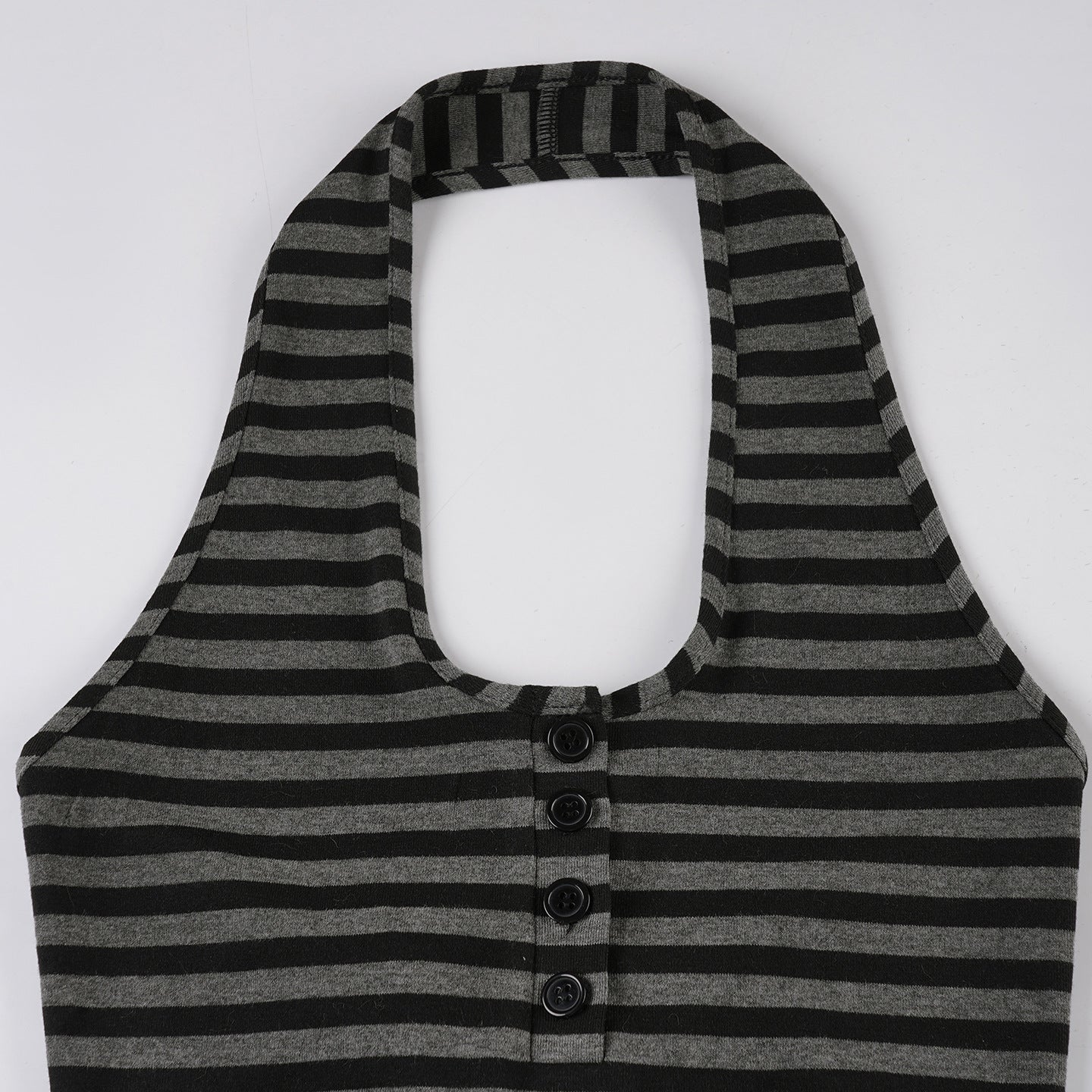 Vintage Striped Halter Deep - V Crop Top