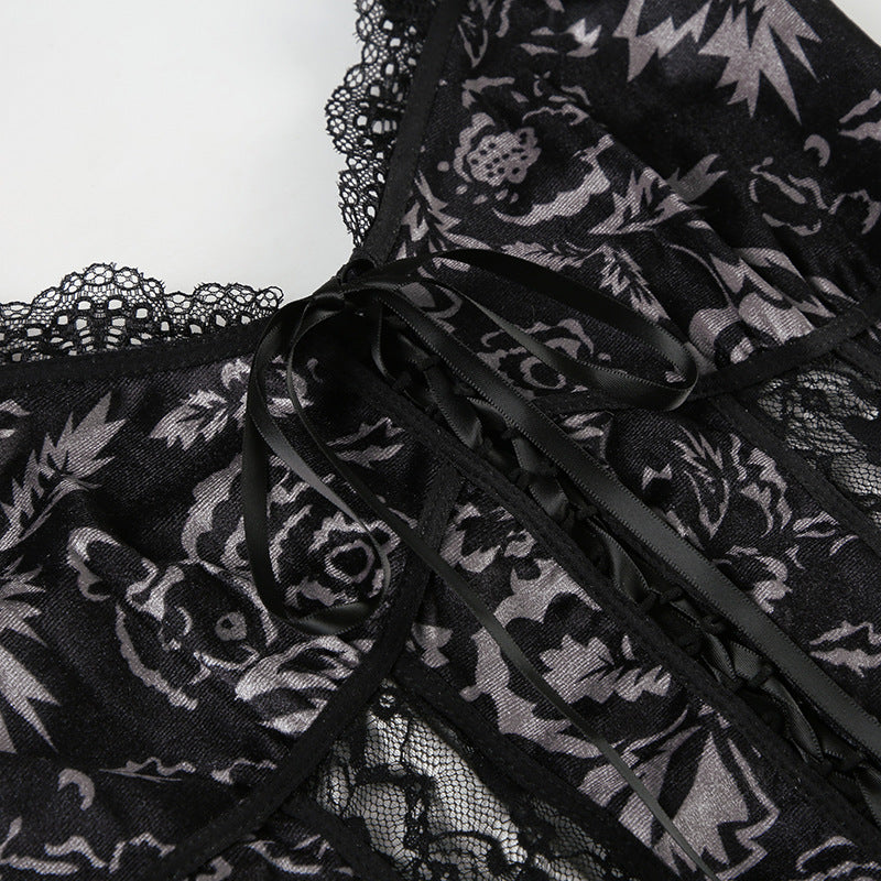 Gothic Lace Velvet Cami Bustier