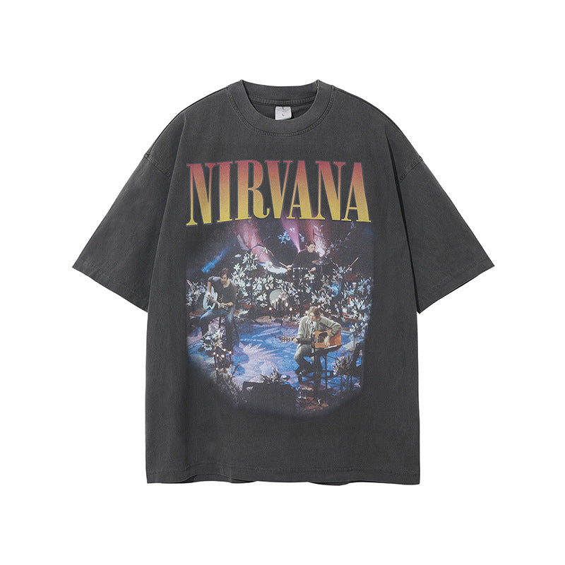 Washed Vintage Nirvana - Band - Printed T - Shirt