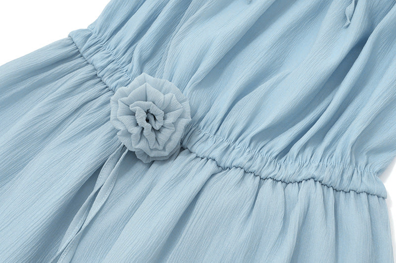 Flower - Embellished Off - Shoulder Chiffon Top