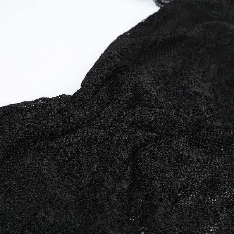 Lace Halter Sheer Corset Top