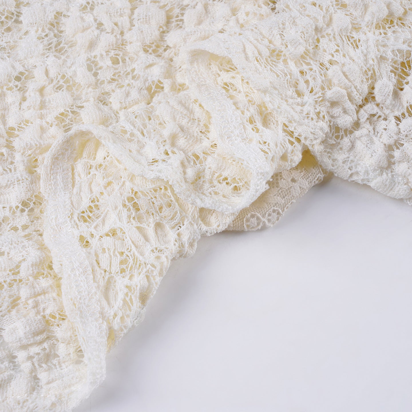 Lace Ruffled V - Neck Crop Cardigan