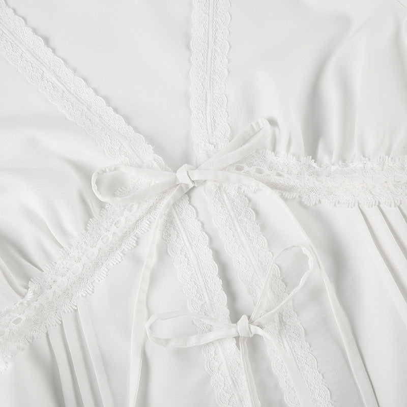 French Romantic Lace V - Neck Blouse