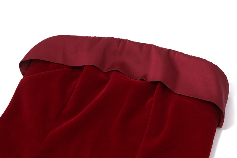 Velvet Bandeau Puff Mini Dress