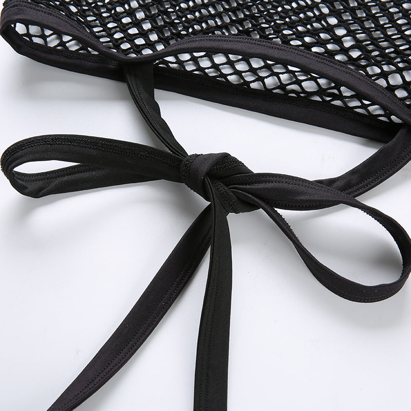 Sexy Mesh Criss - Cross Strappy Crop Top