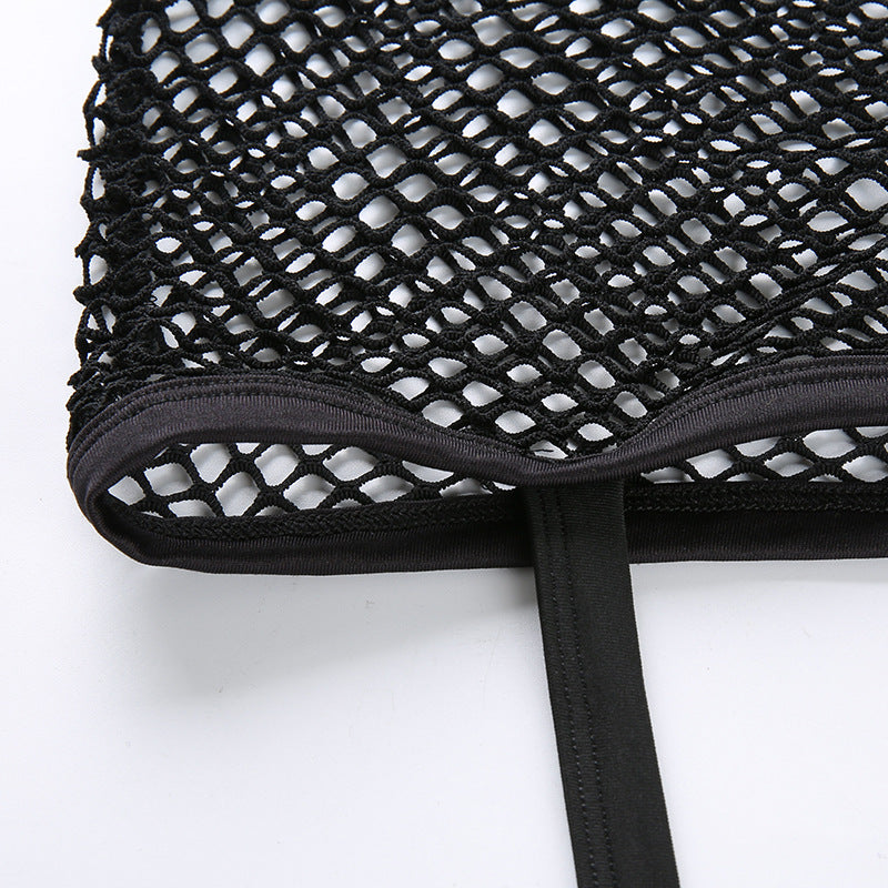 Sexy Mesh Criss - Cross Strappy Crop Top