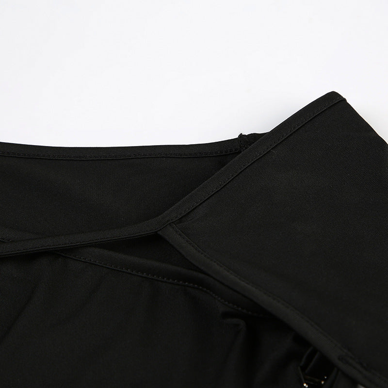 Personalized - Cut Off - Shoulder Hollow - Out Long - Sleeve Crop Top