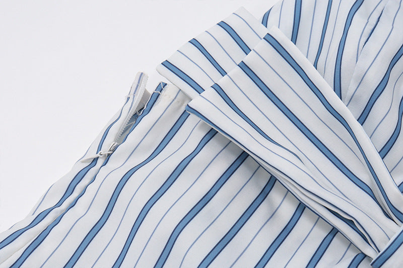 Striped Halter Tie - Front Maxi Dress