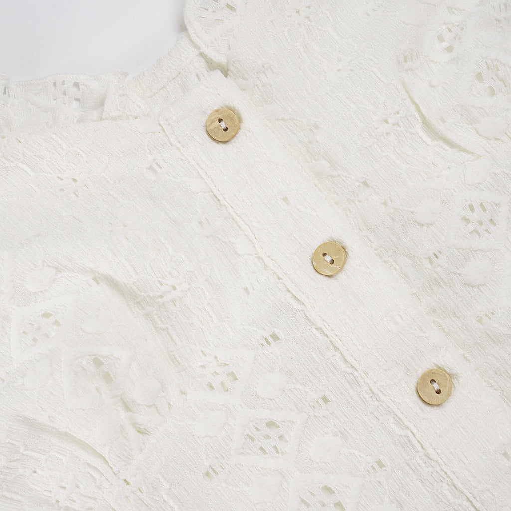 Eyelet Embroidery Ruffled Corset Top