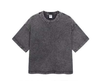 Loose-Fit Cropped Snow-Wash Distressed Essential T-Shirt