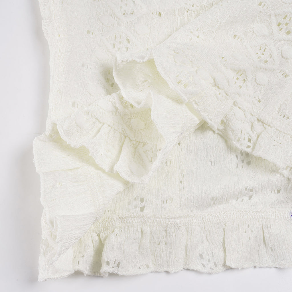 Eyelet Embroidery Ruffled Corset Top