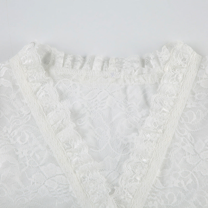 Vintage Sheer Lace Tie - Up Shrug