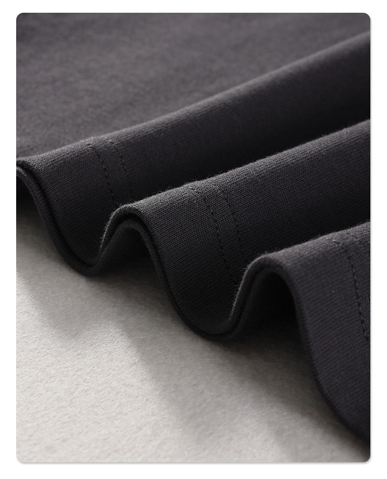 275g Earth-Tone Loose-Fit Solid Cotton T-Shirt