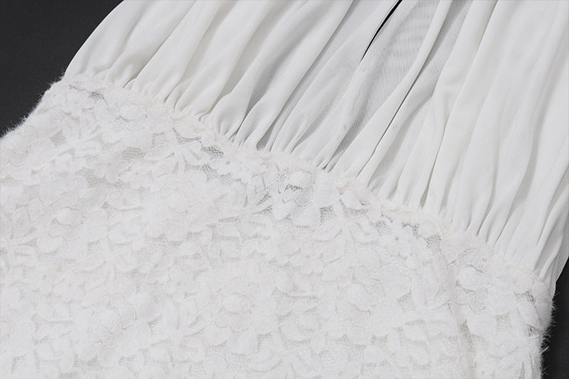 Halter Neck Lace - Paneled Bodycon Dress