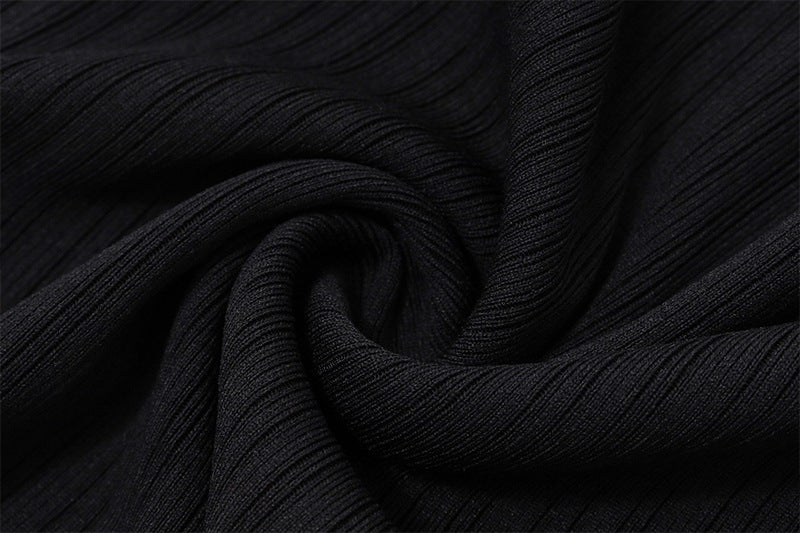 Red - Black Contrast Halter Lace - Up Dress