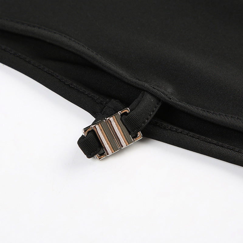 Personalized - Cut Off - Shoulder Hollow - Out Long - Sleeve Crop Top