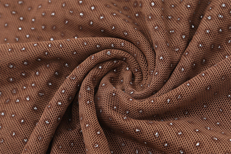 Mesh - Paneled Bandeau Ruffle Dress