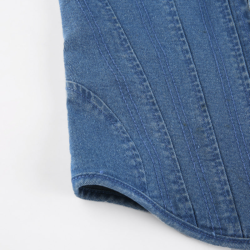Vintage Denim Bandeau Corset