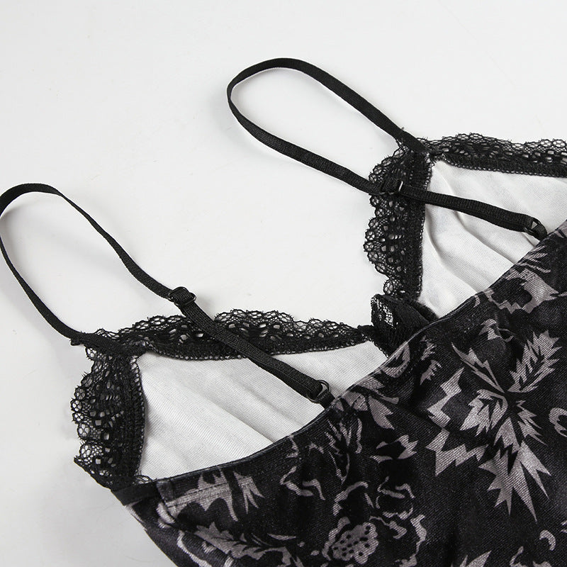 Gothic Lace Velvet Cami Bustier