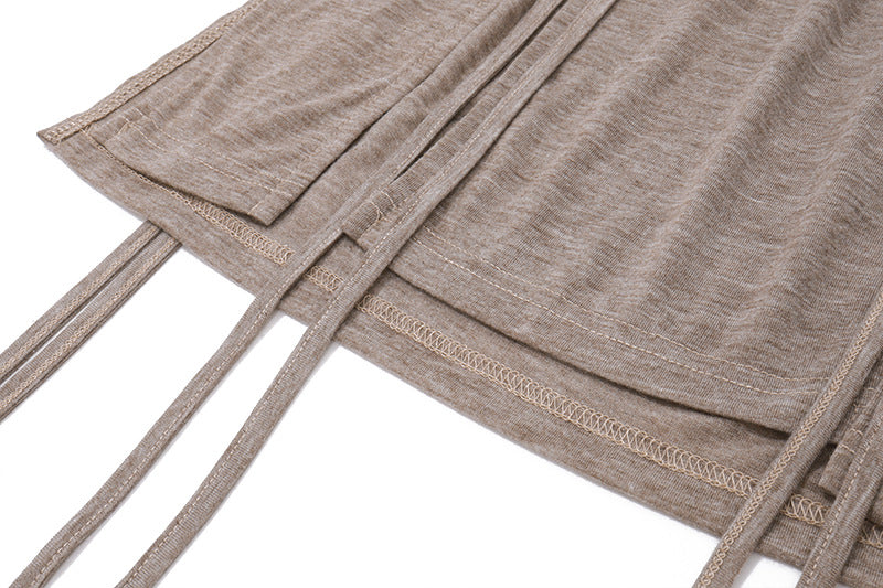 Dark Deconstructed Hooded Lace - Up Dress