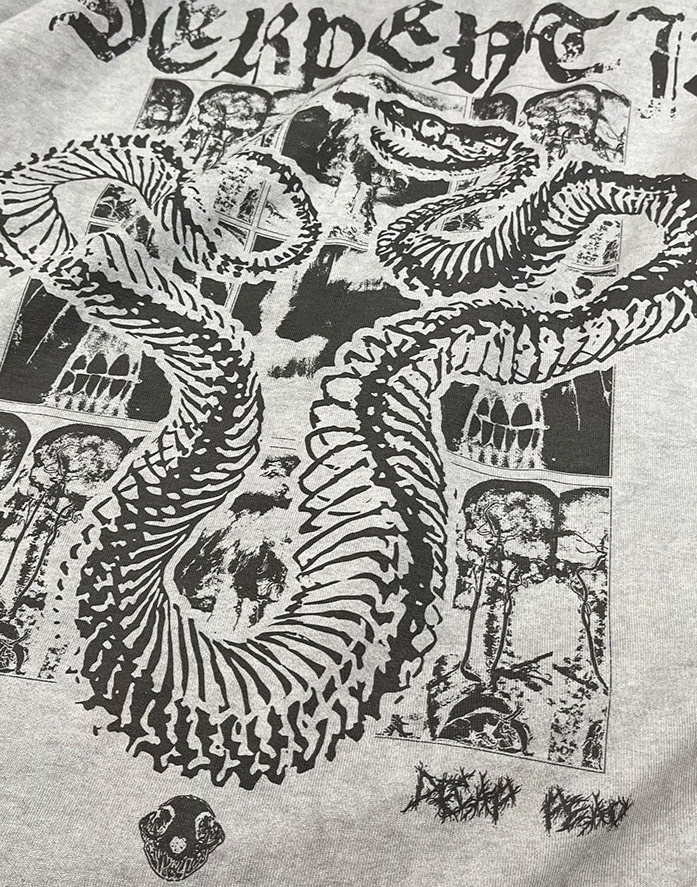 Reverse-Dyed Distressed Ripped Vintage Printed T-Shirt