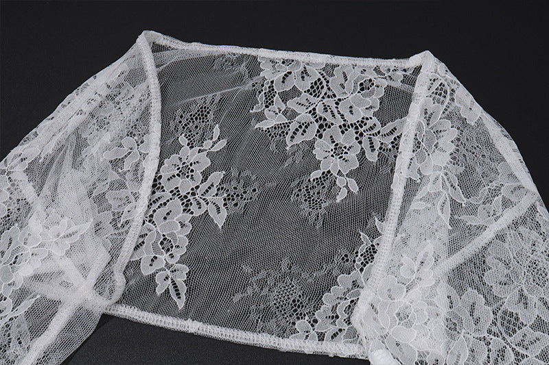 Lace Sheer - Sleeve Waist - Cinched Maxi Dress