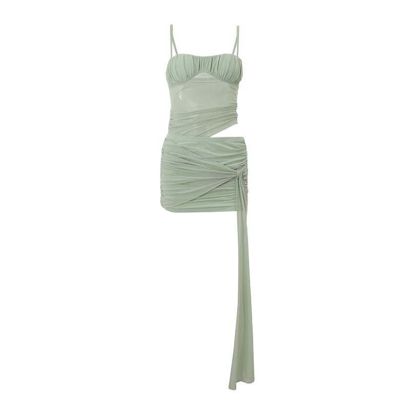 Mint Green Spaghetti Strap Ruched Two - Piece