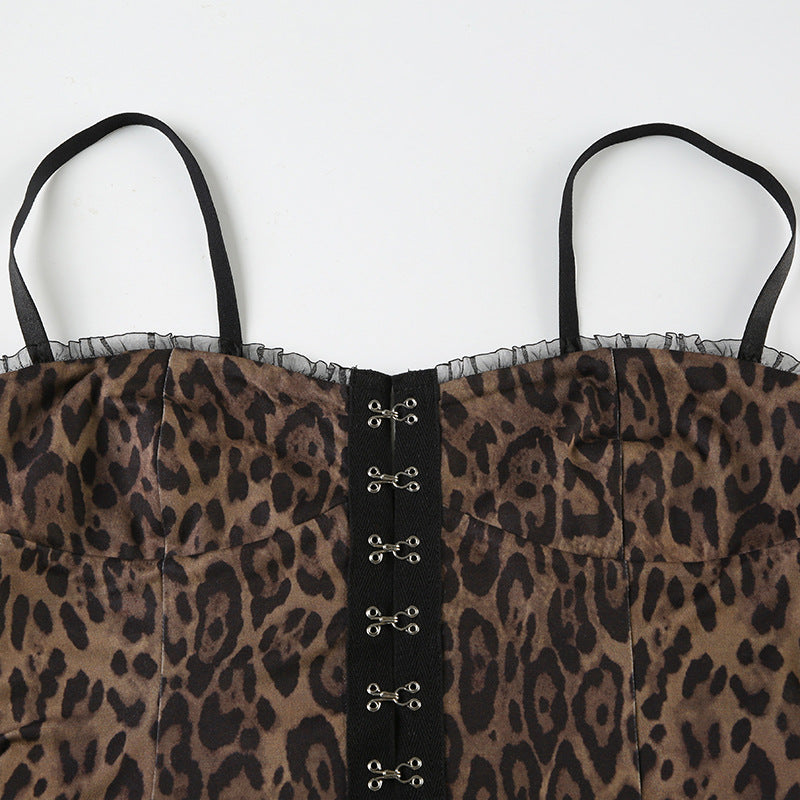Spice Girl Leopard - Print Lace - Spliced Corset Camisole