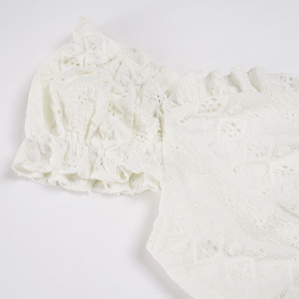 Eyelet Embroidery Ruffled Corset Top