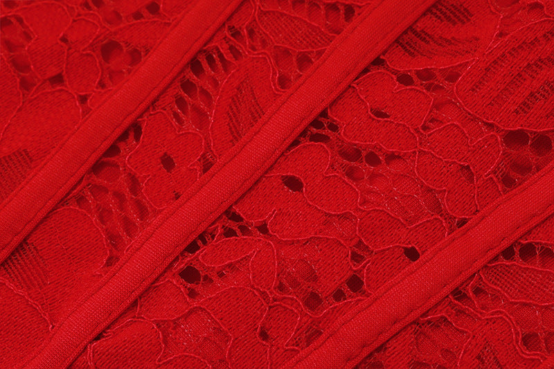 Lace Bandeau Asymmetric Mini Dress