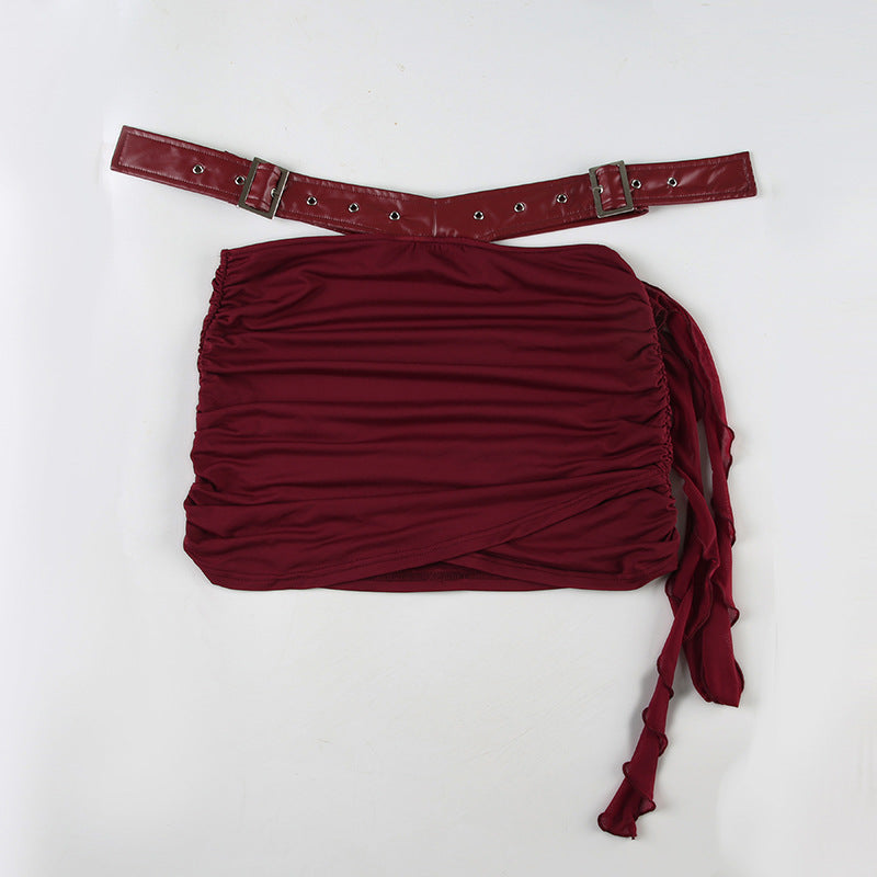 Leather - Spliced Lace - Up Bandeau Top