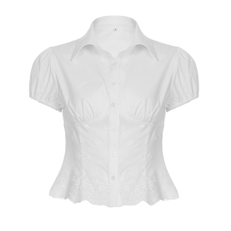 Embroidered Corset - Waist Puff - Sleeve Shirt