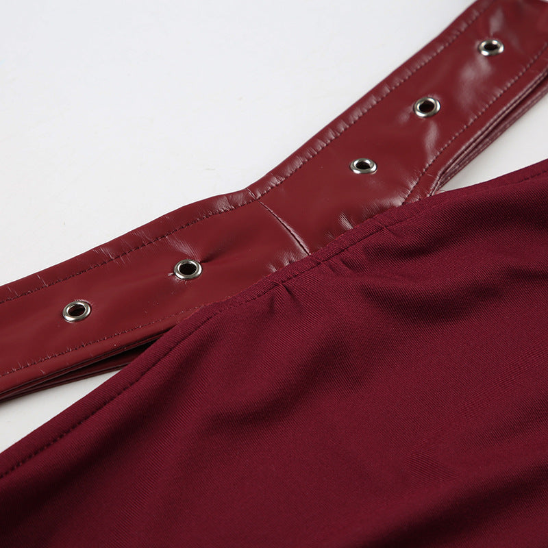 Leather - Spliced Lace - Up Bandeau Top