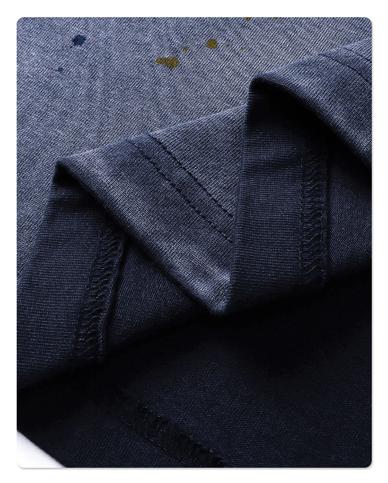 Ink-Splashed Spray-Dyed Distressed Washed Vintage T-Shirt