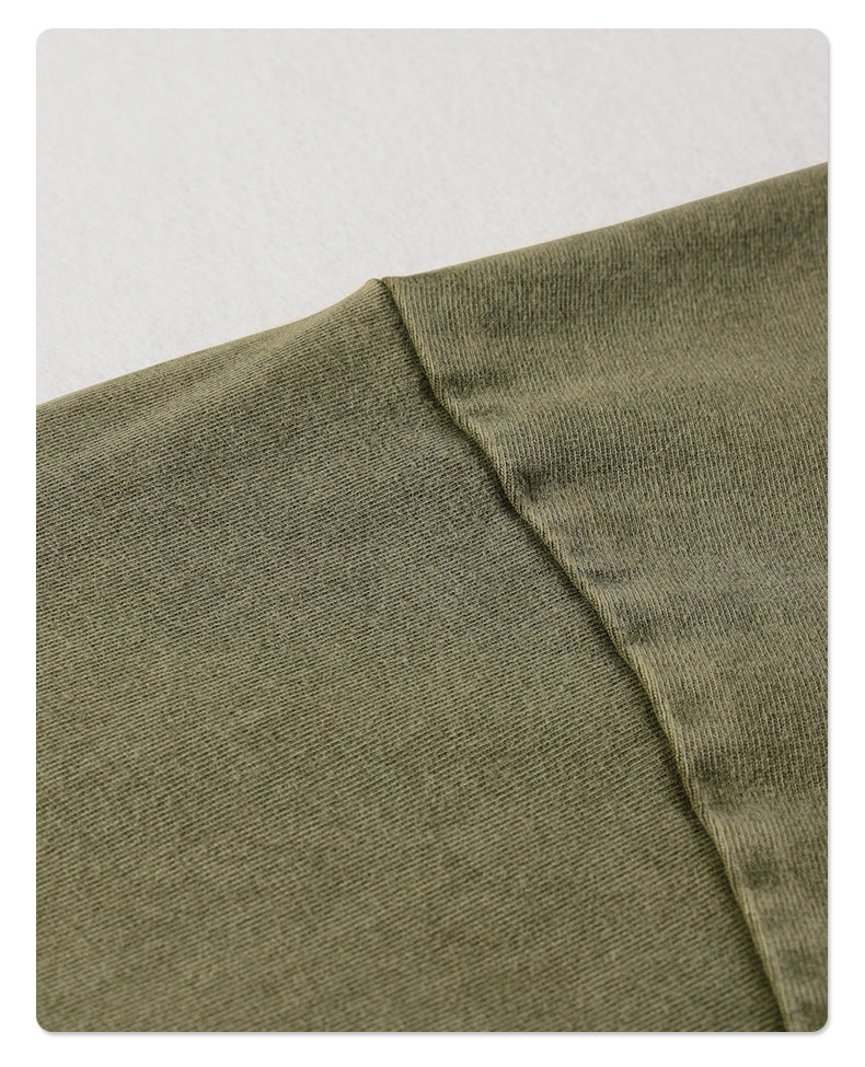 Vintage Distressed Washed Loose-Fit Small-Collar Batik T-Shirt