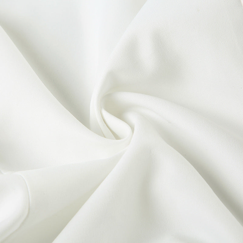 Elegant Collared Ruched White Blouse