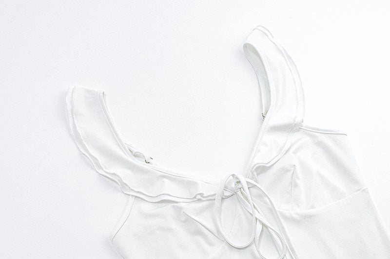 French Romantic Ruffle Slit Dress