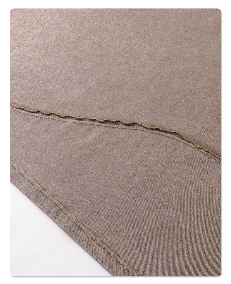 Vintage Patchwork Raw - Edge Loose Short - Sleeve T - Shirt