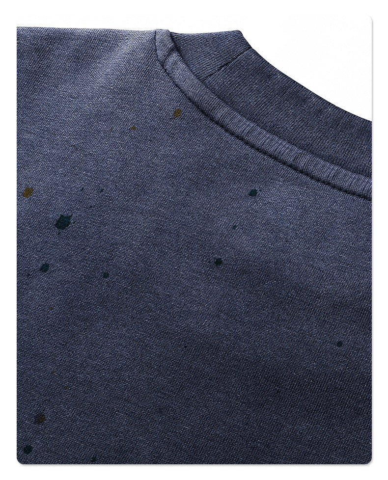 Ink-Splashed Spray-Dyed Distressed Washed Vintage T-Shirt