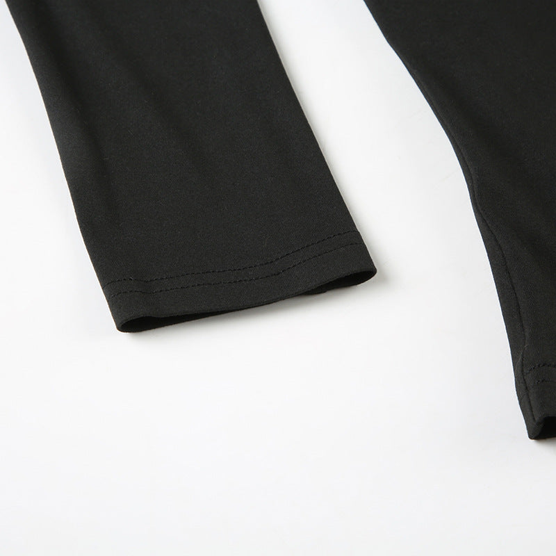 Dark Plush - Collar Hollow - Out Long - Sleeve Top