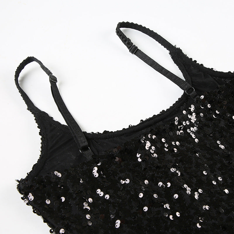 Sexy Sheer Sequin Cami Top