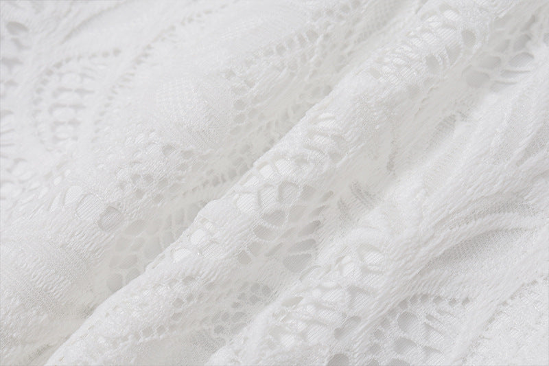 White Lace Spaghetti Strap Mermaid Dress